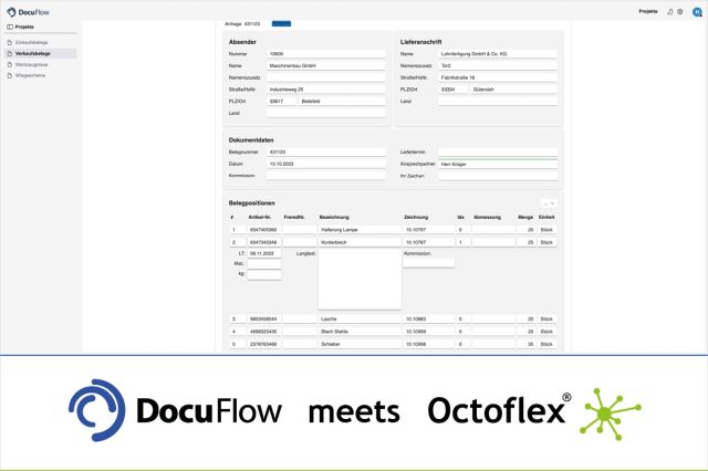DocuFlow: Schneller von Anfrage oder Bestellung zum Octoflex Beleg